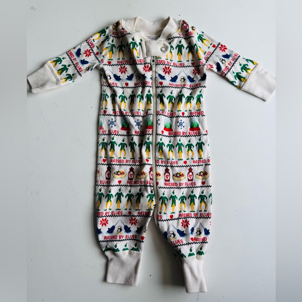 Hanna Andersson White and Green Elf Onesie 0-3 MOS